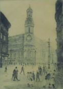 The Exchange, etching, indistinctly signed, framed and glazed. 17 x 22 cm overall.