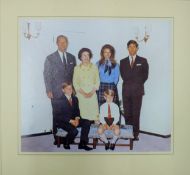 A 1971 Christmas card of the Royal Family signed by Queen Elizabeth and Prince Philip. 23 cm wide.