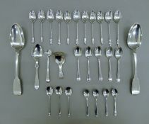 A collection of various silver spoons. The largest 22 cm long. 451.4 grammes.