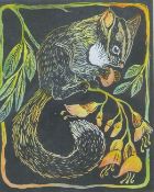 JO EMMERSON JAMES, Sugar Glider, artist's proof, hand coloured linocut, signed in pencil to margin,