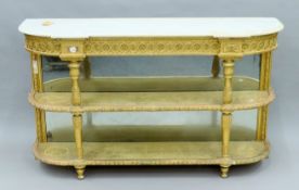 A Victorian marble-topped gilt buffet. 154 cm wide.