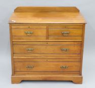 A Victorian satin walnut chest of drawers. 90 cm wide.