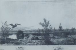 Five black and white prints of 19th century Ely and surrounding villages, each framed and glazed.