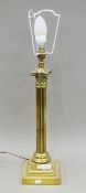 A brass columnar lamp. 56 cm high excluding bulb.