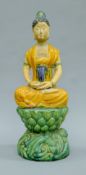 A Chinese Tang-style pottery figure of Guan Yin (Guanyin). 44 cm high.