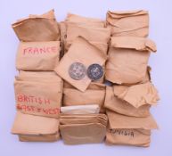 A small World coin collection, including Hong Kong, Norway, France, India, etc.