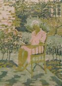 BETTY MEAS, 'Reading in the Garden', limited edition print, numbered 7/8,