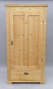 A late 19th century Continental pine single door wardrobe. 89.5 cm wide x 178.5 cm high.