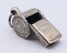 An Edwardian Northumberland fusiliers 'The Thunderer' whistle manufactured by J Hudson & Co,