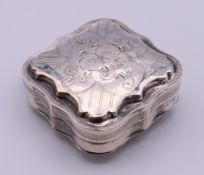 A Dutch silver pill box. 5 x 5.5 cm.