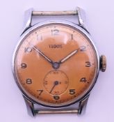 A vintage Tudor stainless steel gentlemen's wristwatch. 3.2 cm diameter including crown.