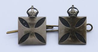 Two World War I British Army Royal Chaplains' Department (RAChD) officer's collar badges.
