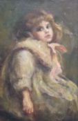 19TH CENTURY SCHOOL, Portrait of a Girl, oil on canvas laid down, framed. 34.5 x 22.5 cm.