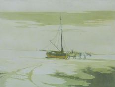 Unloading the Catch, print, framed and glazed. 32 x 42 cm.