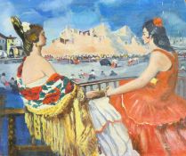 CLEMENTE, FRANCISCO in the manner of, Los Novillados, oil on board, indistinctly signed, unframed.