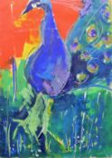GRAHAM?, Peacock, acrylic and pastel, indistinctly signed and dated May '97, framed and glazed.
