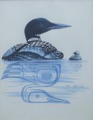 COLEMAN, SUE (born 1947) British (AR), Loon and Chick, print, framed and glazed. 36 X 28 cm.
