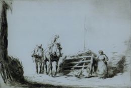 SOPER, GEORGE (1870-1942) British (AR), Returning Home Through the Gate, drypoint etching,