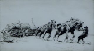 SOPER, GEORGE (1870-1942) British (AR), Timber Hauling, Devon, drypoint etching, circa 1919, signed,
