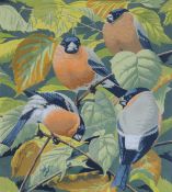 TENNENT, JOHN (born 1926) British, Bullfinches in the Autumn, screen print,