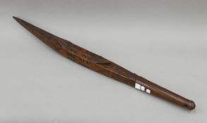 A South Seas Islands tribal club with geometric designs. 92 cm long.