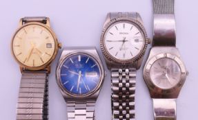 Four vintage wristwatches (one Seiko, two Sekonda, and one Longines). Longines 3.