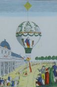 'Two Hot Air Balloon', prints, framed and glazed. The largest 57 x 45 cm overall.