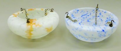Two vintage glass plafonniers. Each approximately 30 cm diameter.