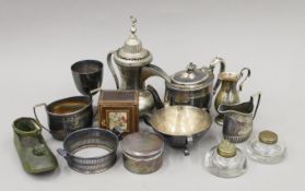 A quantity of silver-plate, a child's leather shoe and a small leather jewellery cabinet.