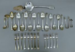 Various silver-plated cutlery. The ladle 33.5 cm long.