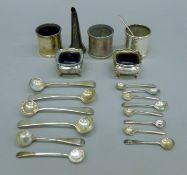Various silver cruets and spoons,