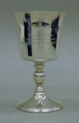 A boxed silver presentation goblet. 15 cm high. 305.3 grammes.