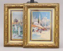 A pair of late 19th/early 20th century North African oil paintings, each framed and glazed. 23.