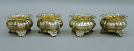 Four Georgian silver salts, each bearing the crest of Major General Sir Thomas Hislop,