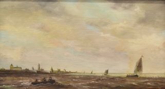 DUTCH SCHOOL, 'Coastal Scene', oil on panel, framed. 15 x 27 cm.