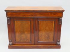 A Victorian mahogany side cabinet and a Victorian walnut chiffonier. The former 122 cm wide.