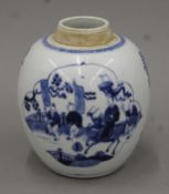 A 19th century Chinese blue and white ginger jar. 18 cm high.