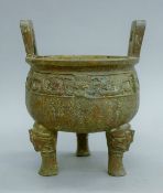 A Chinese Archaic-style bronze censer. 22.5 cm high.