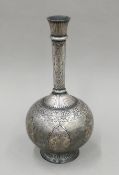 An antique Eastern bidri ware silver overlay vase. 32 cm high.
