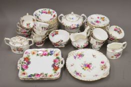 A Royal Crown Derby Posies tea set and a Copeland-style floral tea set. The sugar bowl 17 cm wide.