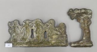 Two 19th century bronze Classical moulds. The larger 35.5 cm wide.