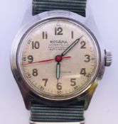 A Rodana bump movement gentlemen's wristwatch. 3.4 cm wide including crown.