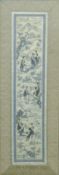 A Chinese embroidered sleeve panel together with another Chinese embroidered panel,