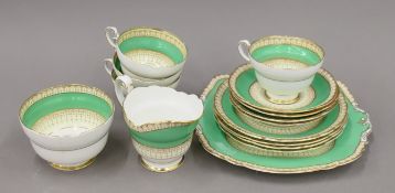 A 1950's Paragon patterned tea set and sandwich plates. The latter 22 cm wide.