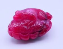 A pink tourmaline carving. 9 cm long.