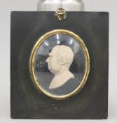 A 18th/19th century etched portrait miniature, the reverse inscribed Fox. 18 x 16.5 cm.