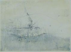RODOLFO DE SANCTIS (born 1936) Italian, 'Female Nude', mixed media drawing, signed,