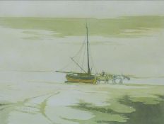 'Unloading the Catch', print, framed and glazed. 32 x 42 cm.