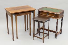 Four various small side tables, including a leather-topped example. The latter 52.5 cm wide.