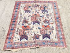 A Persian handmade Afshar rug. 197 x 154 cm.